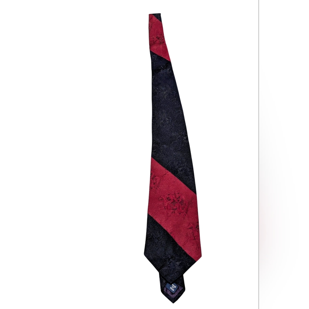 POLO BY RALPH LAUREN RED & NAVY HANDMADE RARE EQUESTRIAN LUXURY SILK TIE